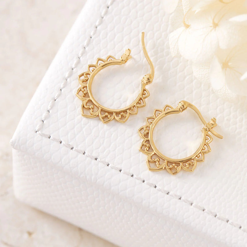 Sterling Silver Agni Hoop Earrings Small Gold