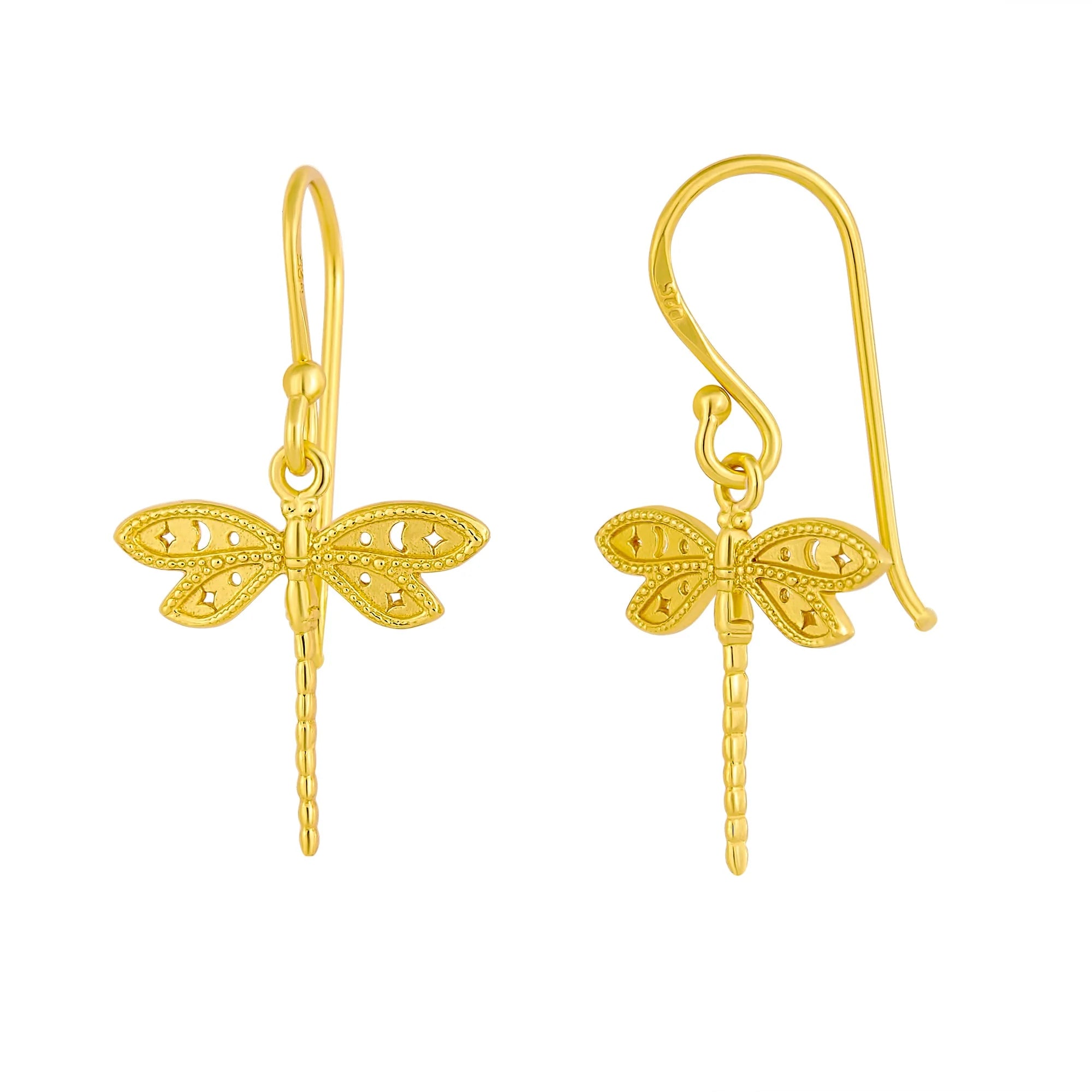 Wild Dragonfly Earrings Gold