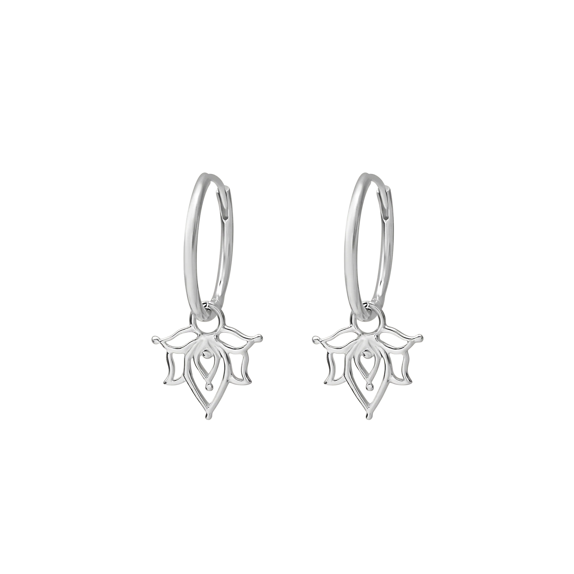Sterling Silver Dainty Lotus Huggies