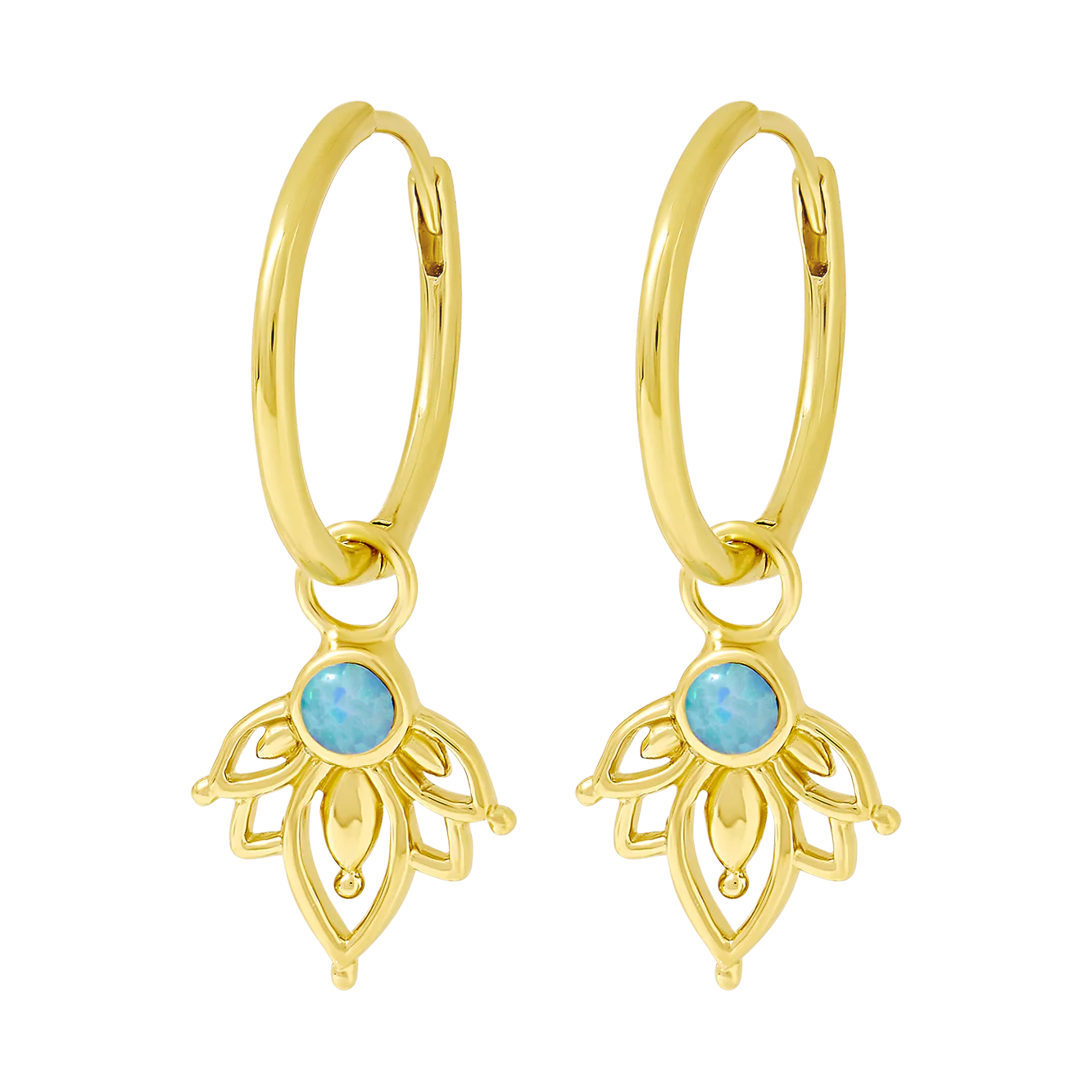 Lotus Azure Opal Huggies Gold