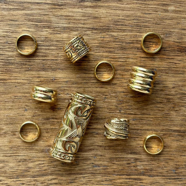 Golden Dreadlock Beads | Set Of 10