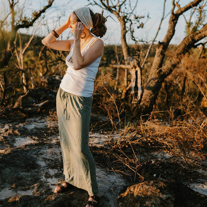 Linen Skirt | Mountain Moss