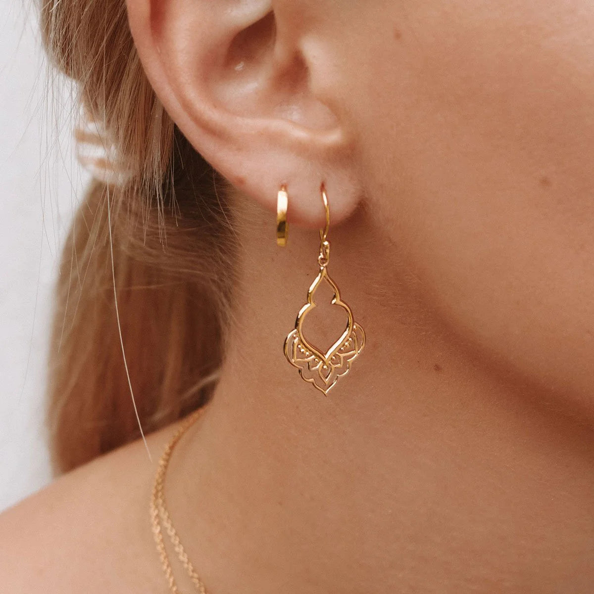 Moroccan Doorway Earrings Gold (view 2) - Mountain Dreads