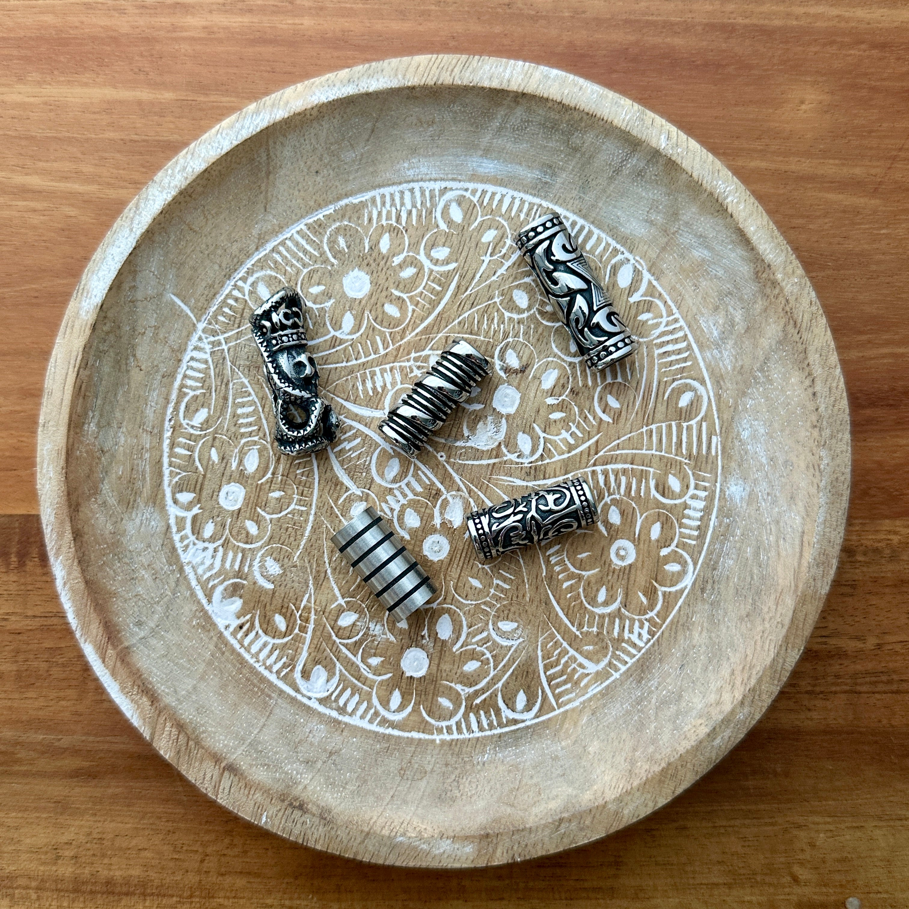 Stainless Steel Tube Beads | Set Of 5