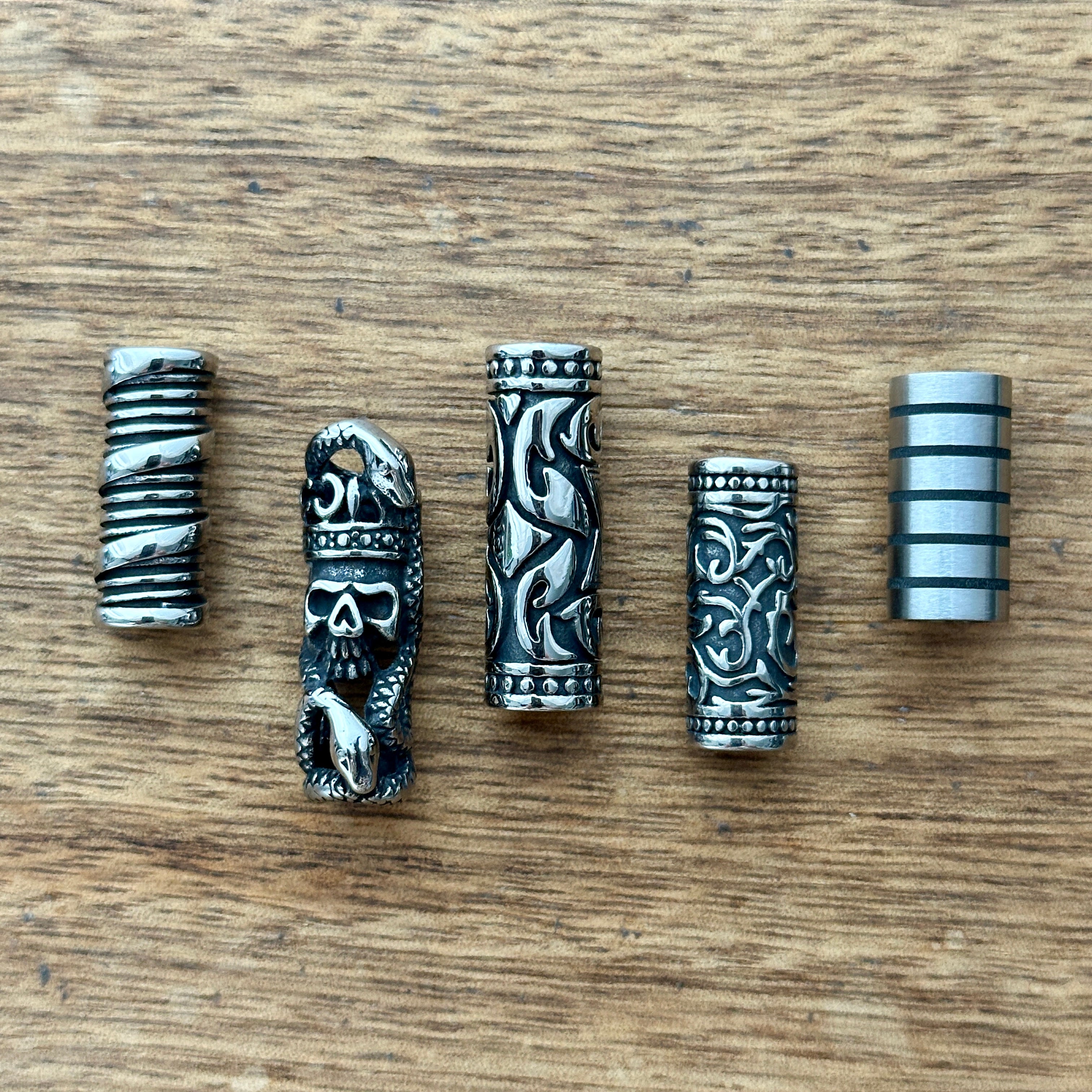 Stainless Steel Tube Beads | Set Of 5