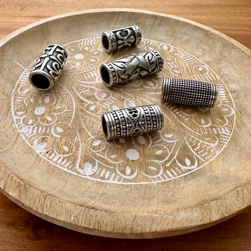 Stainless Steel Tube Beads | Set Of 5