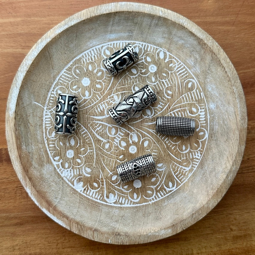 Stainless Steel Tube Beads | Set Of 5