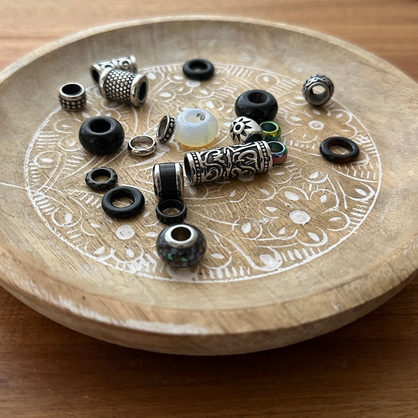 Midnight Rainbow Dreadlock Beads | Set Of 20