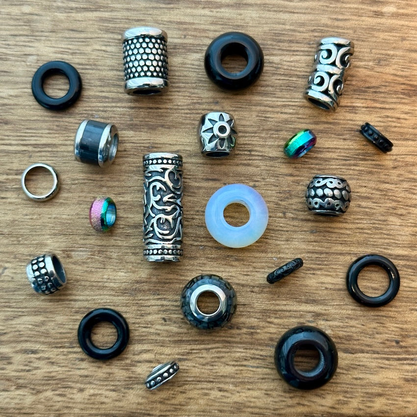 Midnight Rainbow Dreadlock Beads | Set Of 20