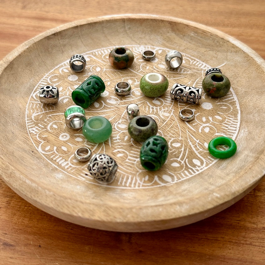 Eucalyptus Green Dreadlock Beads | Set Of 20