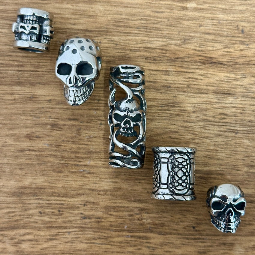 Stainless Steel Skull Beads | Set Of 5