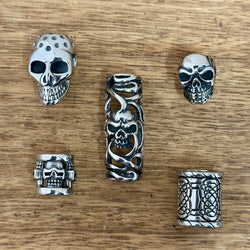 Stainless Steel Skull Beads | Set Of 5
