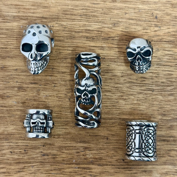 Stainless Steel Skull Beads | Set Of 5
