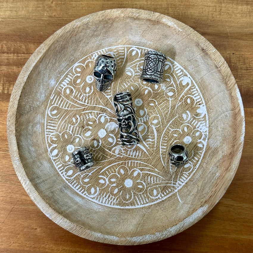 Stainless Steel Skull Beads | Set Of 5