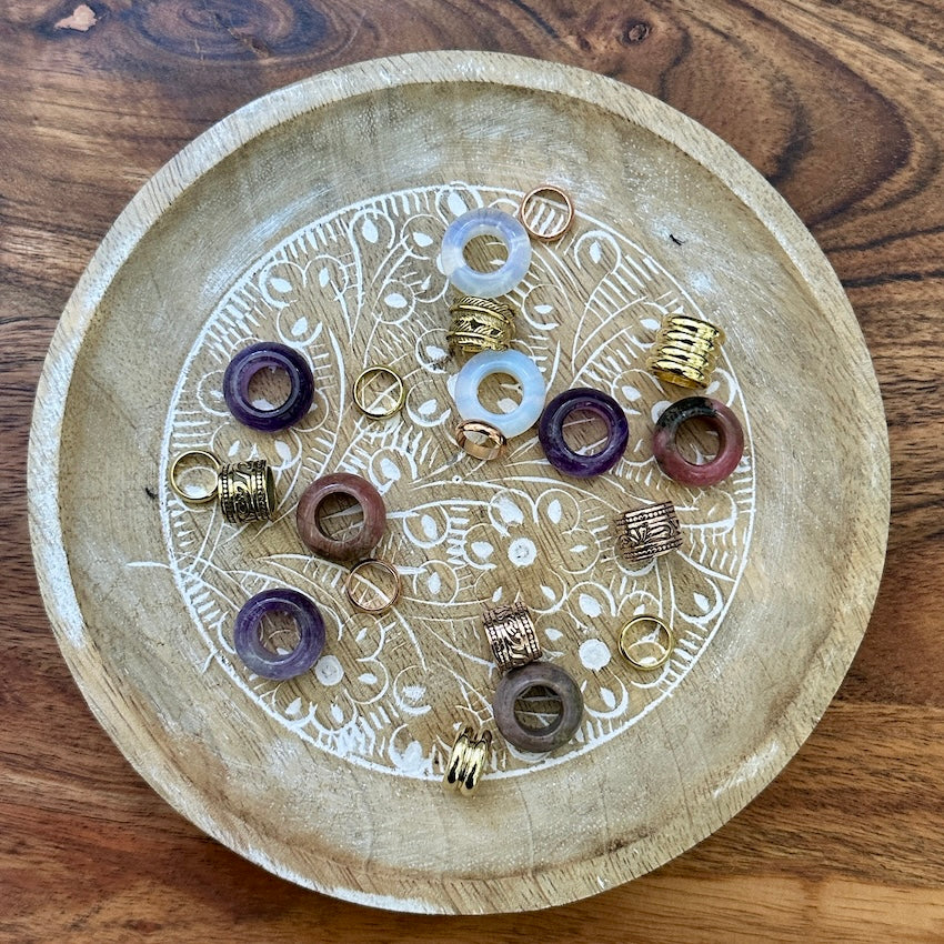 Opalite Rose Dreadlock Beads | Set of 20