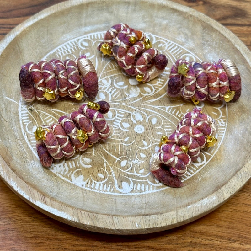 Cosmos - Mini Beaded Wool Felt Spiralocks