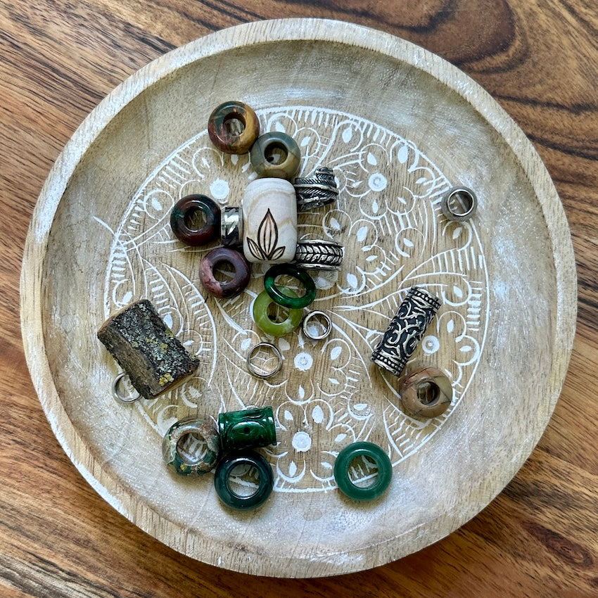 Mystic Forest, OOAK Dreadlock Beads, set of 21 (view 2) - Mountain Dreads