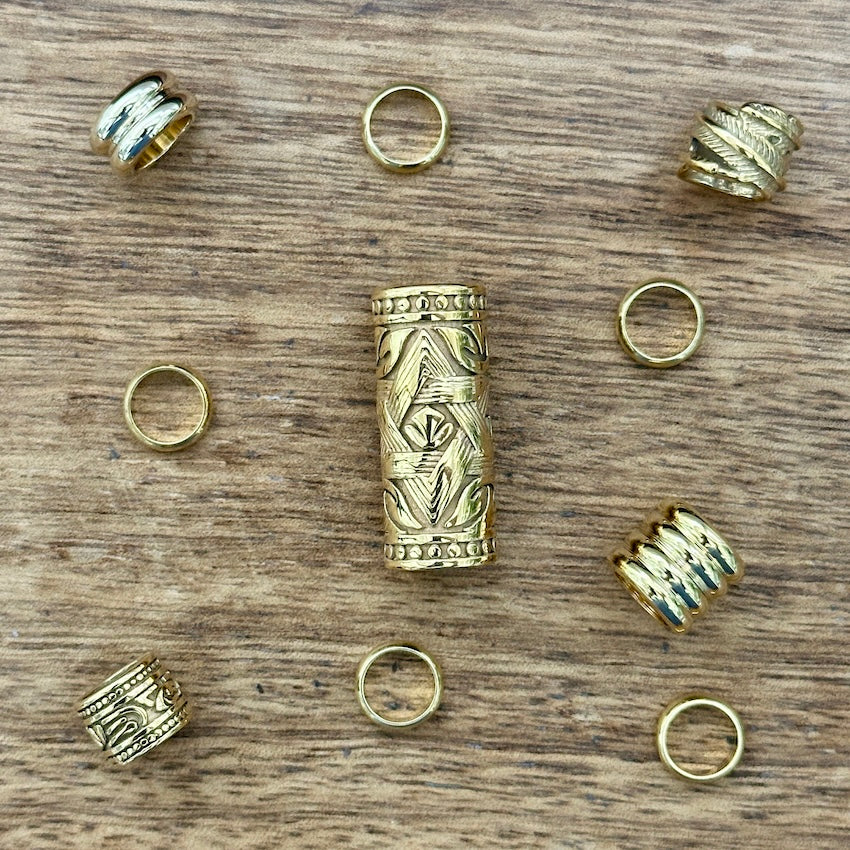 Golden Dreadlock Beads | Set Of 10