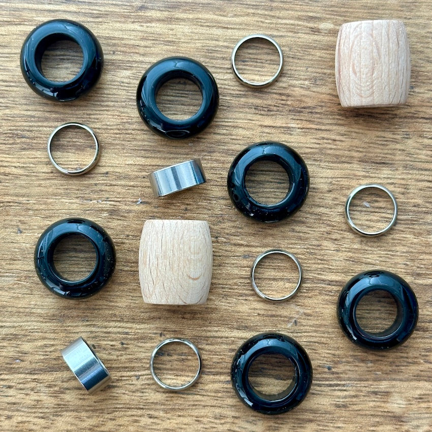 Large Black Dreadlock Beads | Set Of 15