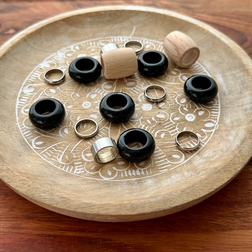 Large Black Dreadlock Beads | Set Of 15