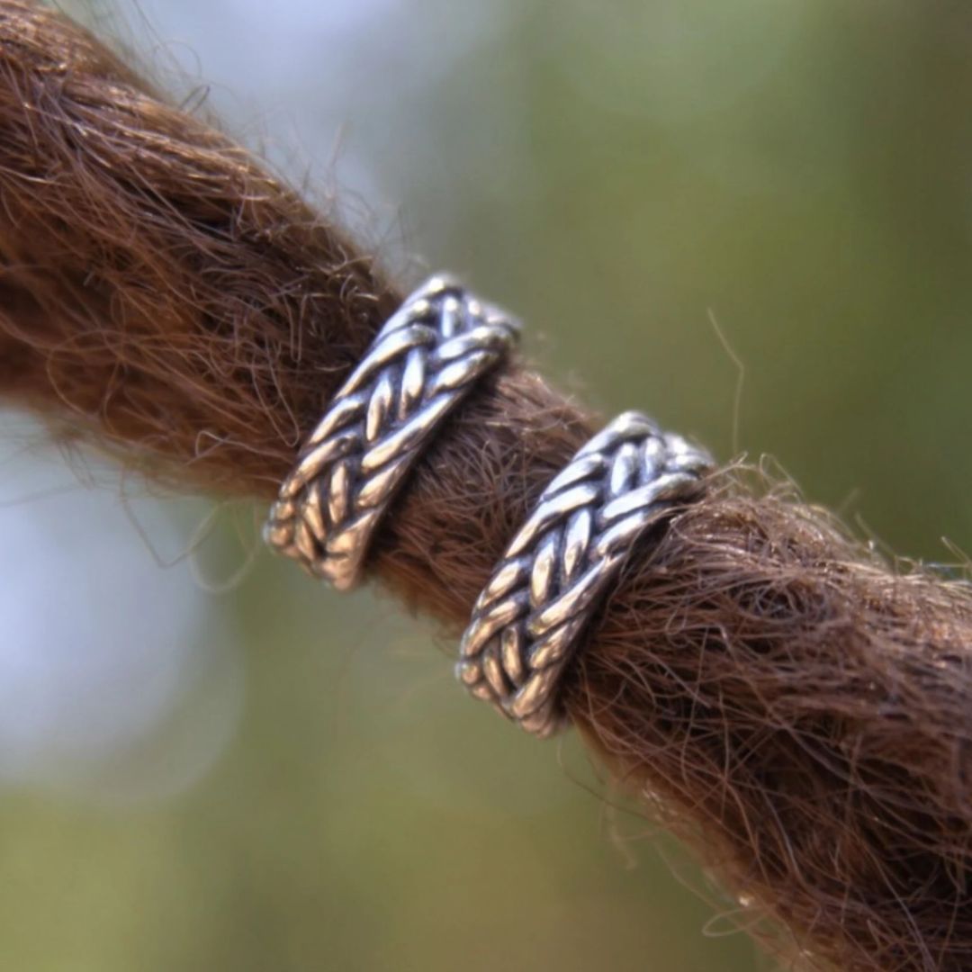Large Stainless Steel Rope dreadlock rings, set of 2 - Mountain Dreads