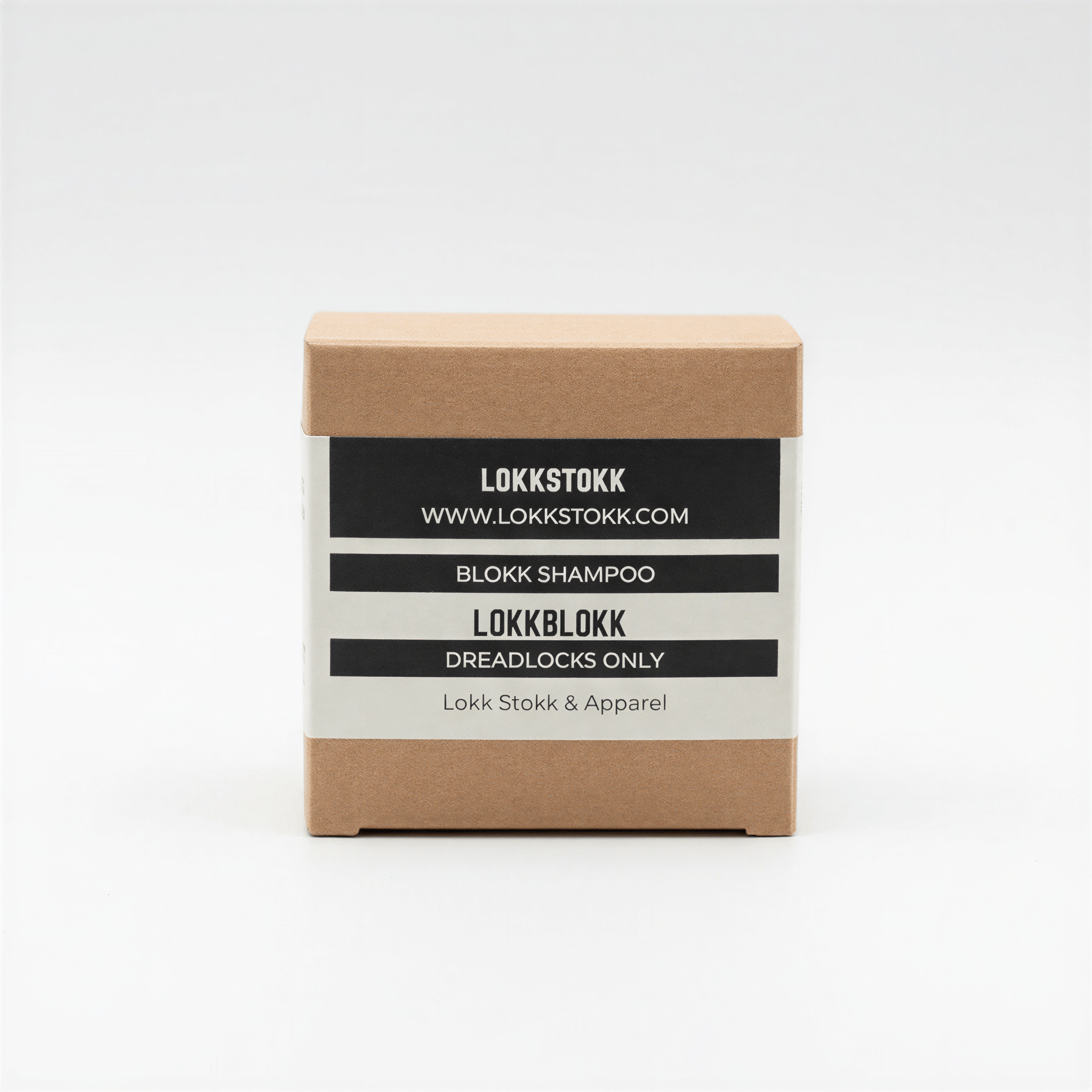 Lokkstokk lokkblokk shampoo bar box on a white background