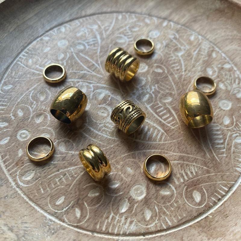 Golden Dreadlock Beads | Set Of 10