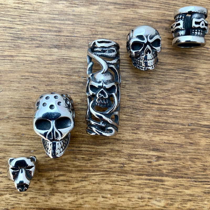 Stainless Steel Skull Beads | Set Of 5