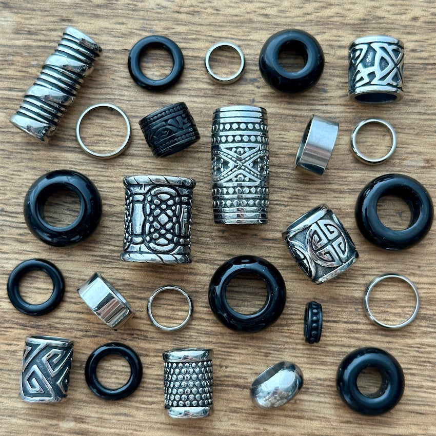 Black Dreadlock Beads | Set Of 25