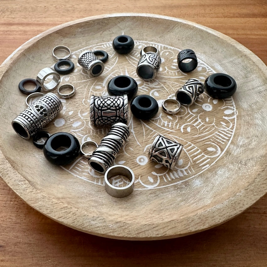 Black Dreadlock Beads | Set Of 25