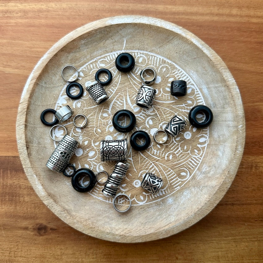 Black Dreadlock Beads | Set Of 25