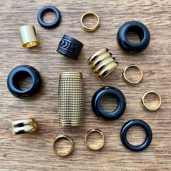 Golden Black Dreadlock Beads | Set Of 15
