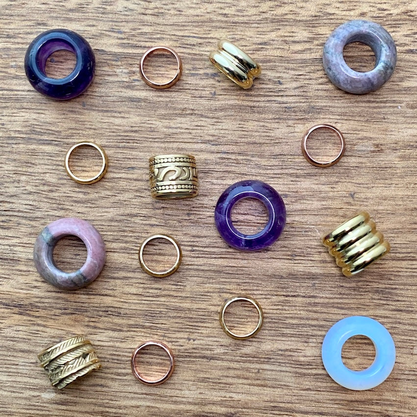 Opalite Rose Dreadlock Beads | Set of 20