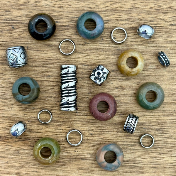 Earthy Jasper Dreadlock Beads | Set Of 20