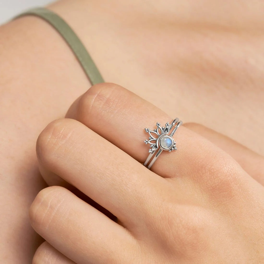 Sterling Silver Wonderland Moonstone Ring Set