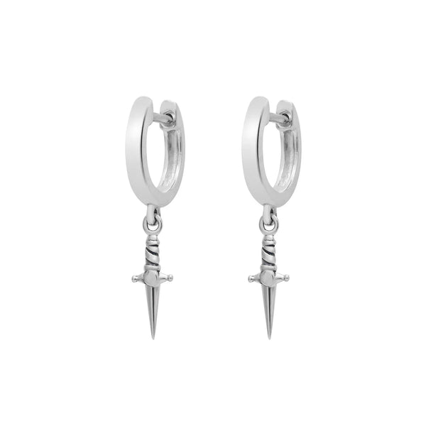 Sterling Silver Cosmic Dagger Huggies