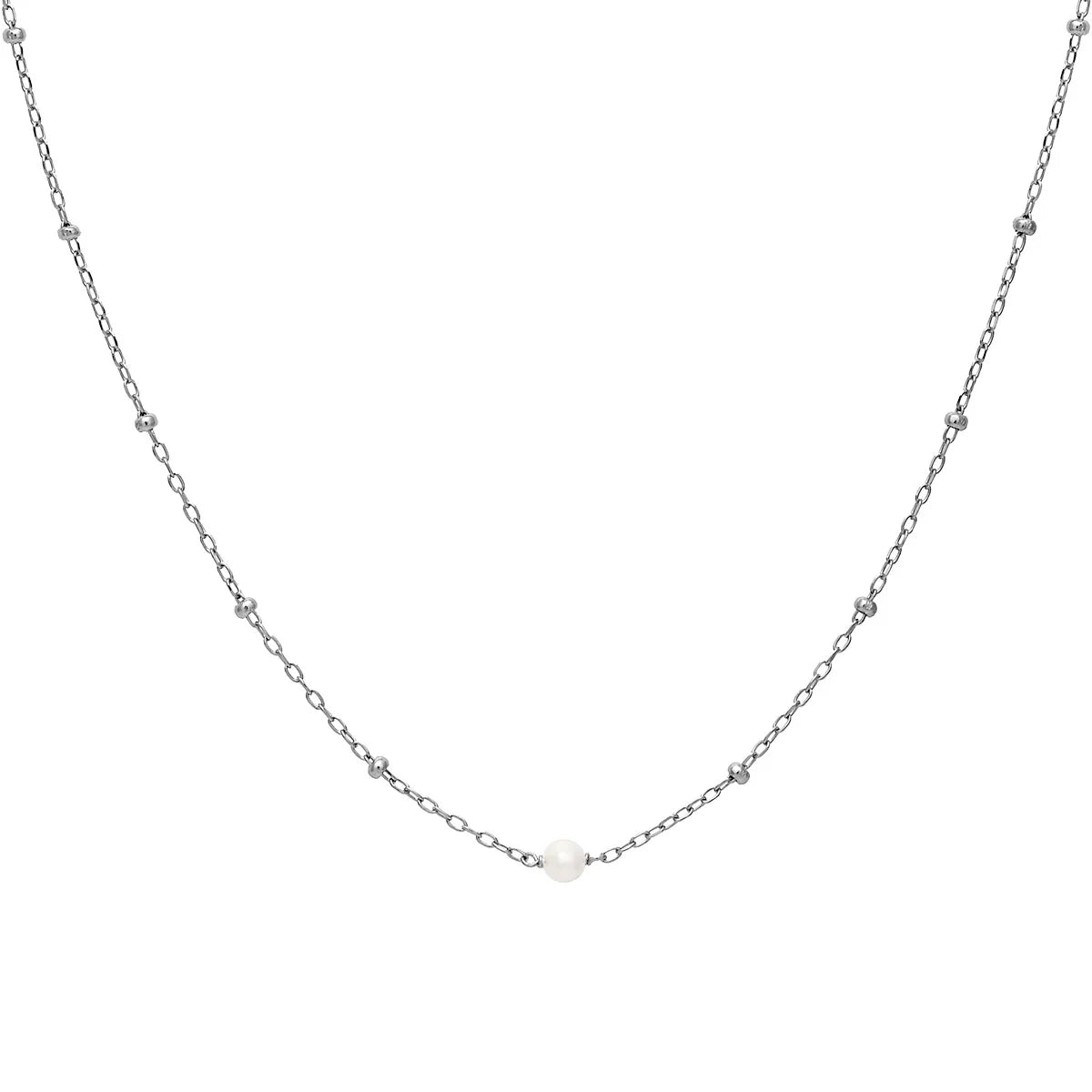 Sterling Silver | Disco Pearl Necklace
