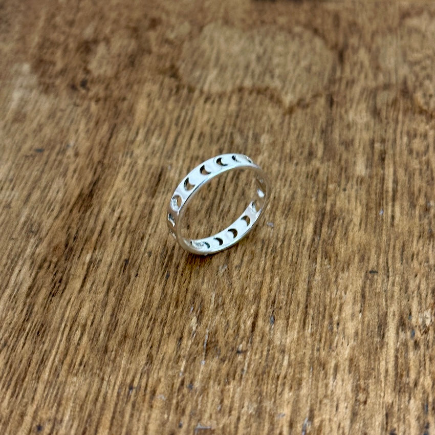 Sterling Silver Large Moon Phases Ring Bead
