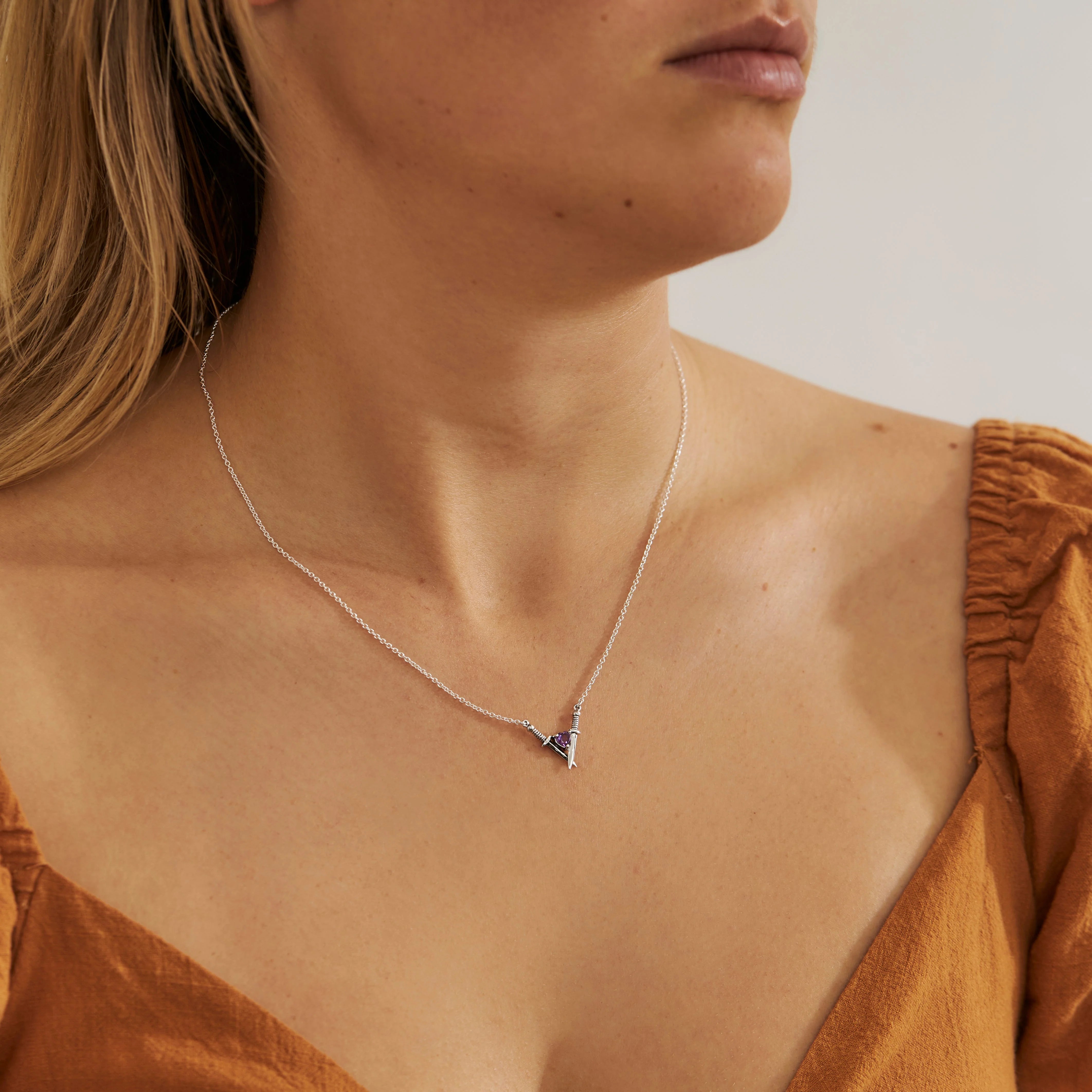 Sterling Silver | Love Struck Amethyst Necklace