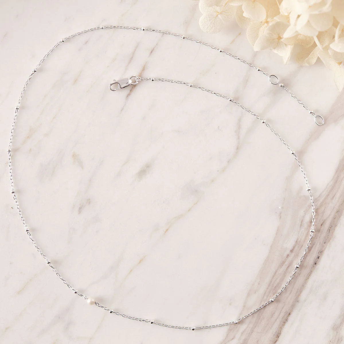 Sterling Silver | Disco Pearl Necklace