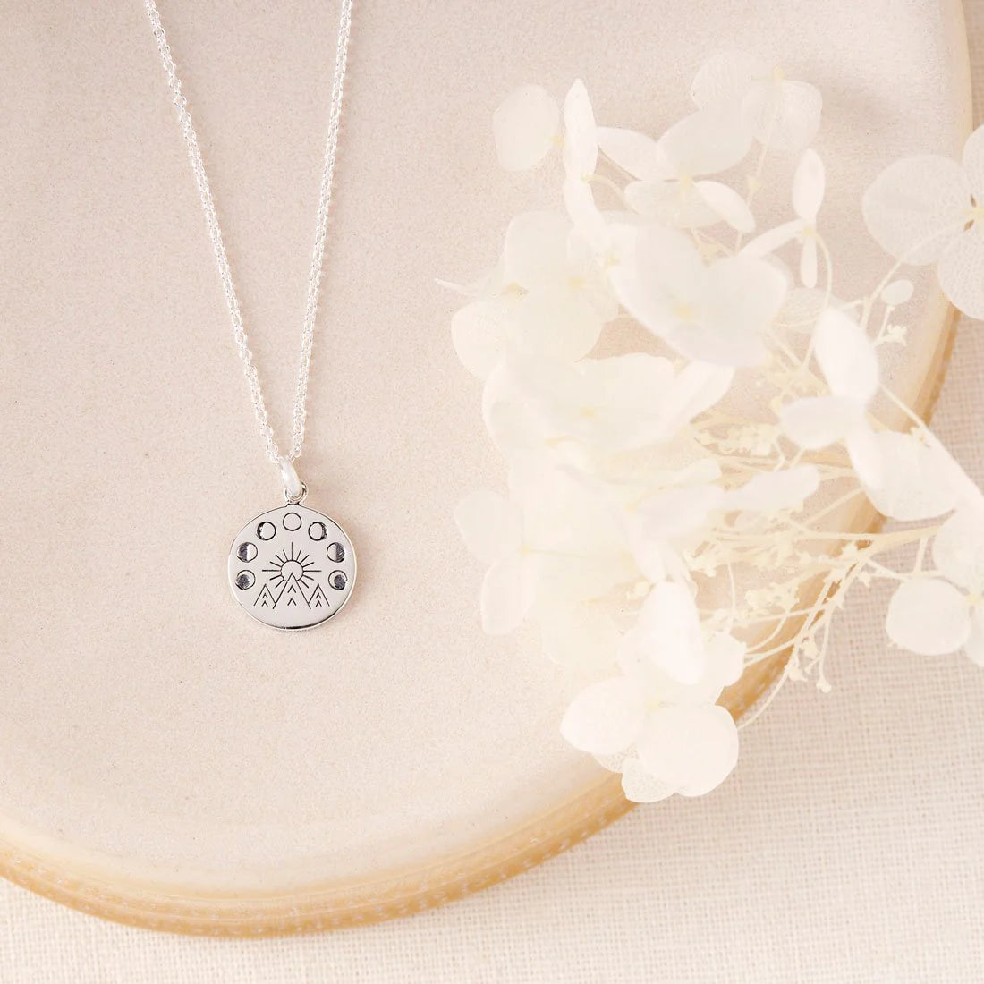 Sterling Silver | Moon And The Mountains Medallion Necklace