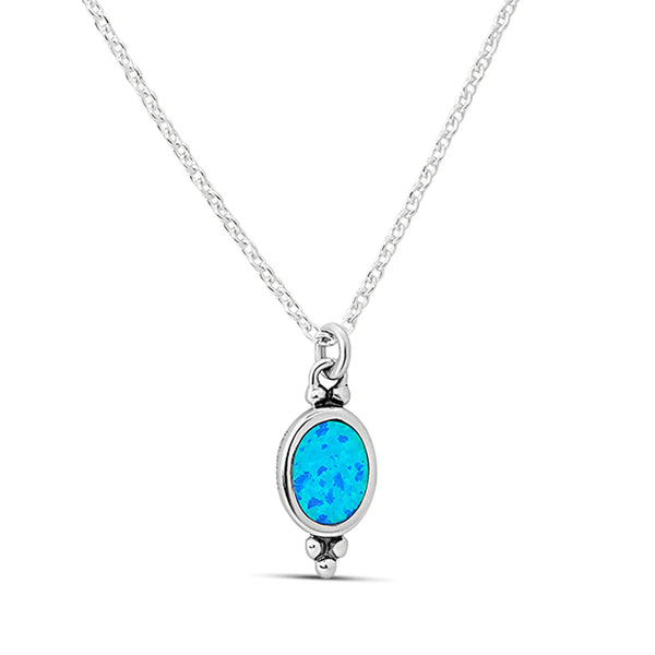 Sterling Silver | Moon Song Blue Opal Necklace