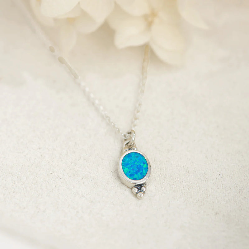 Sterling Silver | Moon Song Blue Opal Necklace