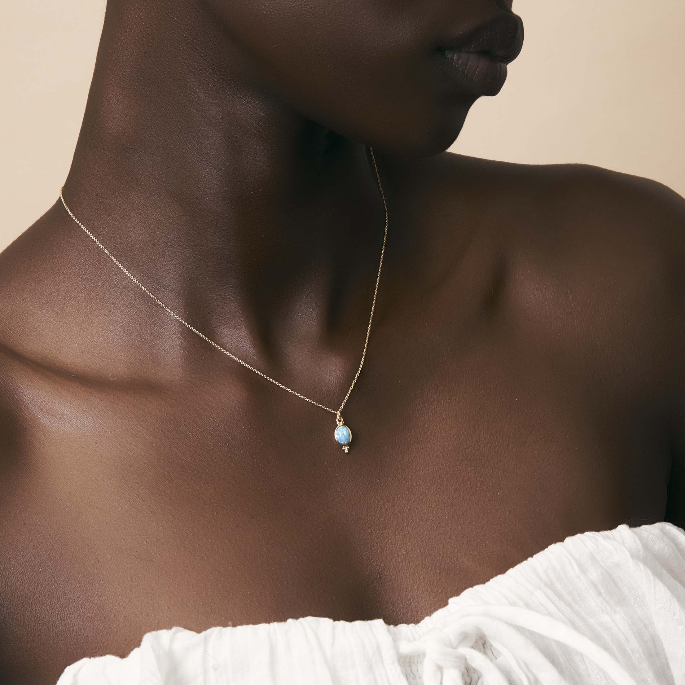 Moon Song Opal Necklace Gold