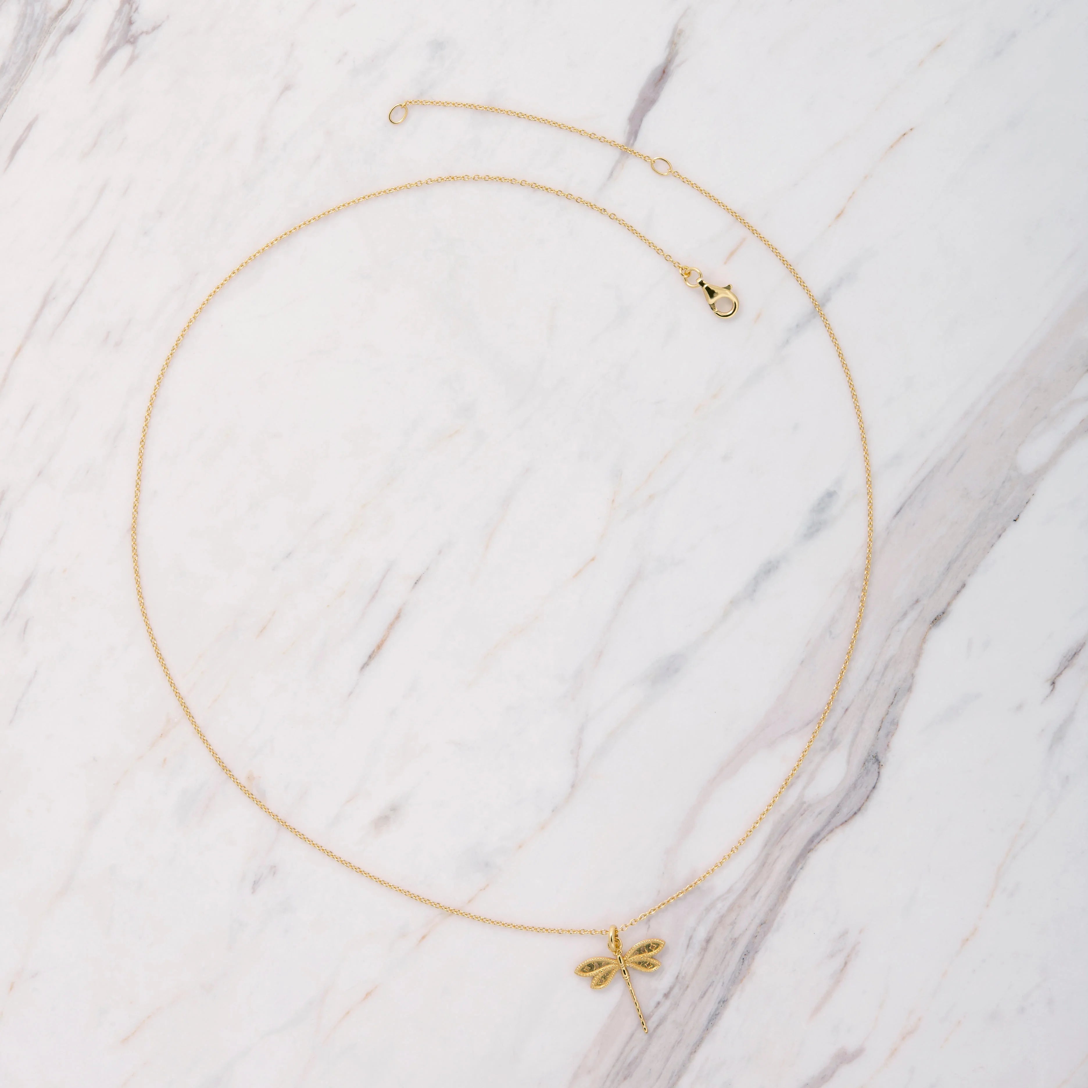 Wild Dragonfly Necklace Gold