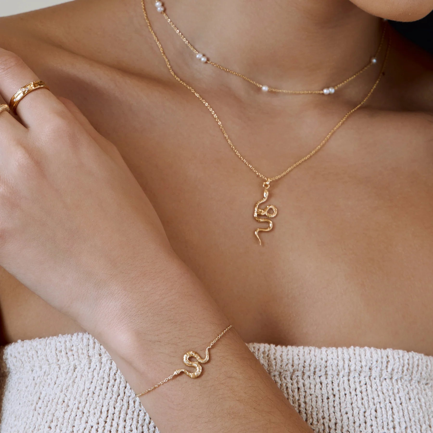 Lunara Serpent Coil Necklace Gold