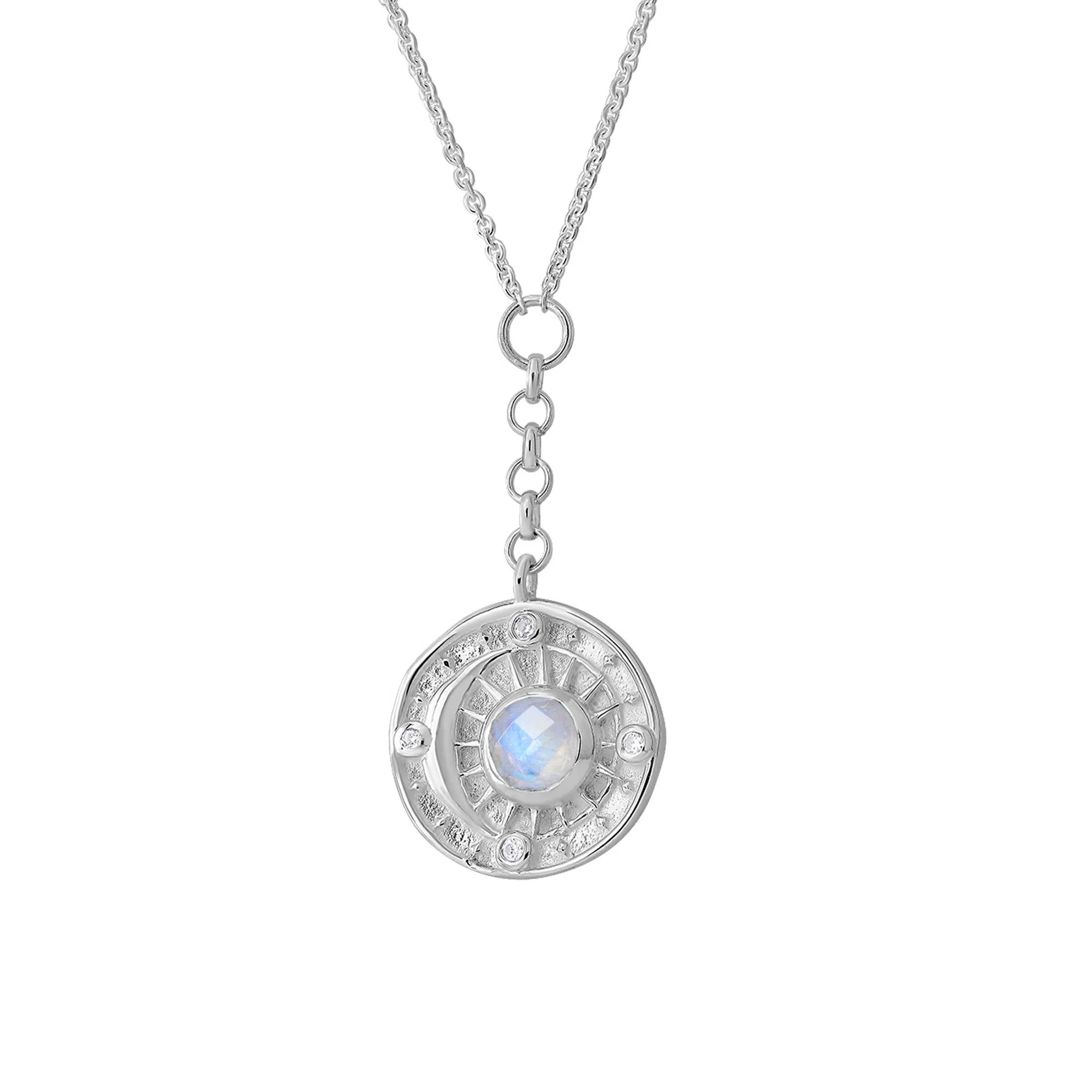 Sterling Silver | Celestial Amulet Moonstone Necklace