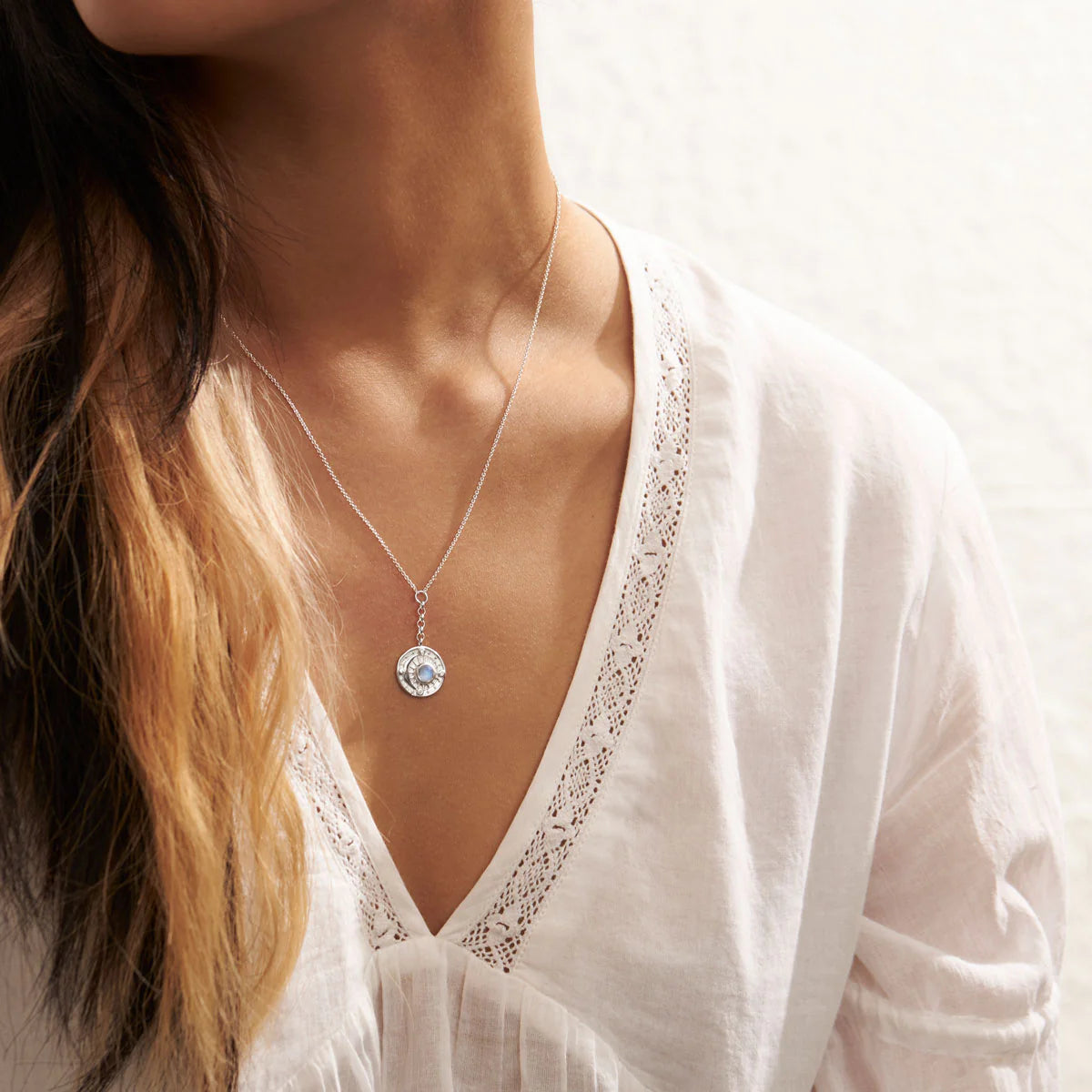 Sterling Silver | Celestial Amulet Moonstone Necklace