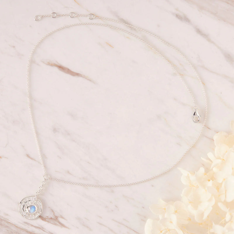 Sterling Silver | Celestial Amulet Moonstone Necklace