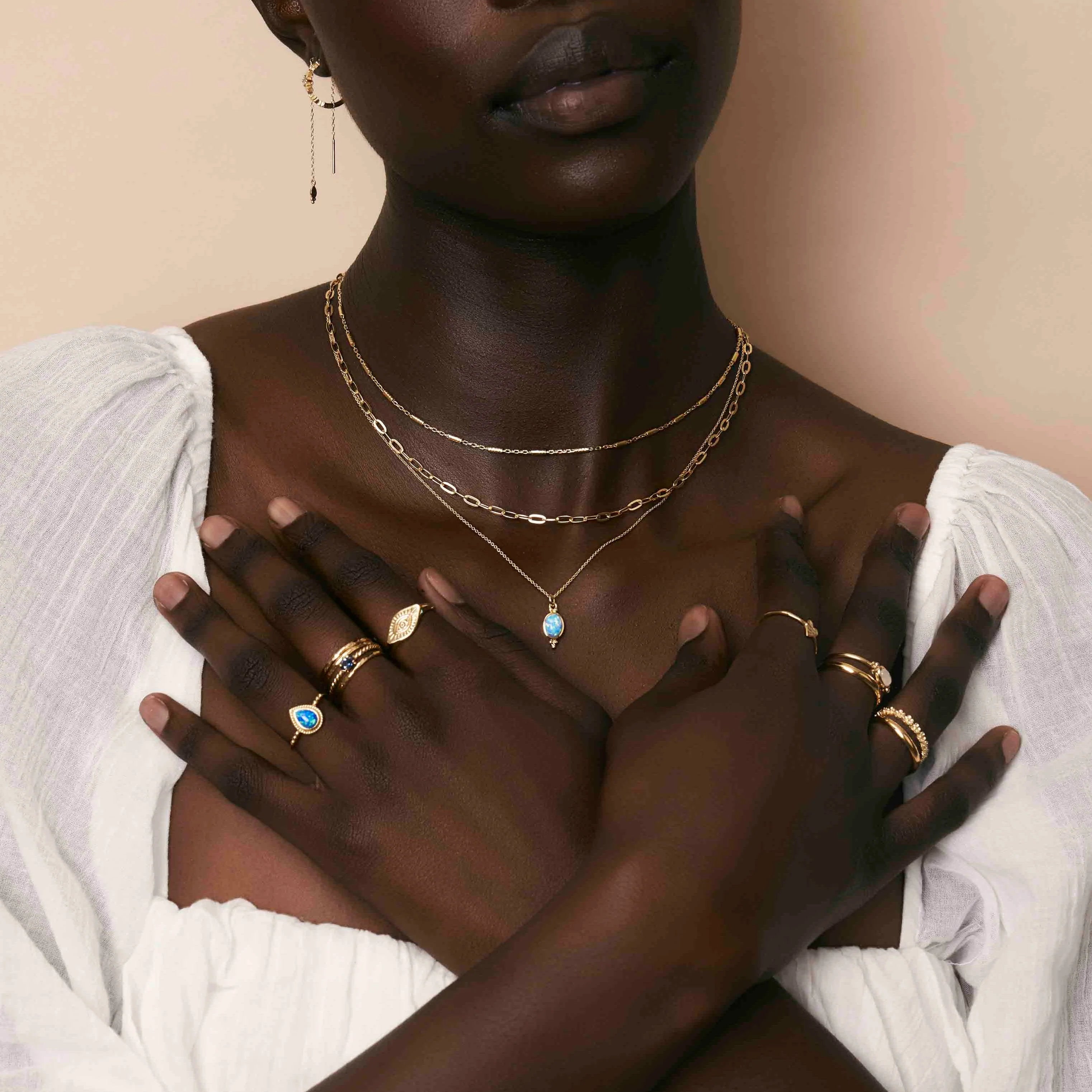 Moon Song Opal Necklace Gold